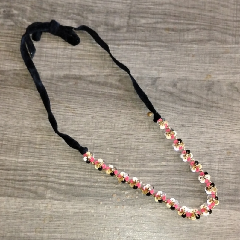 J. Crew Sequin Flower Necklace - Velvet Tie